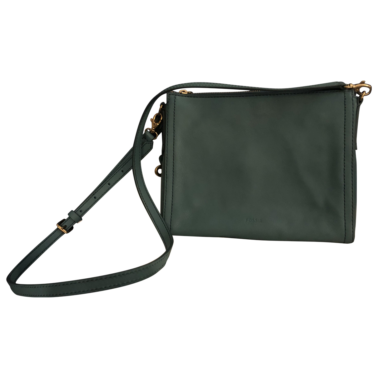 Leather crossbody bag Fossil Green in 